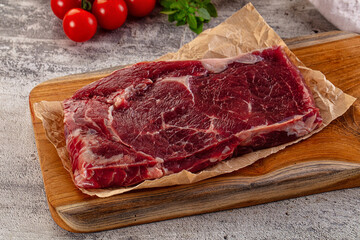 Gourmet raw rib eye steak