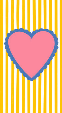 Fototapeta Cute Heart Illustration on Striped Background for Inscriptions and Love Design on a Transparent Background.