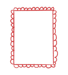 Wavy Hand-Drawn Rectangle Red Frame for Poster and Сollage Template on a Transparent Background.