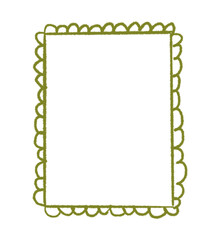 Wavy Hand-Drawn Rectangle Frame for Poster and Сollage Template on a Transparent Background.