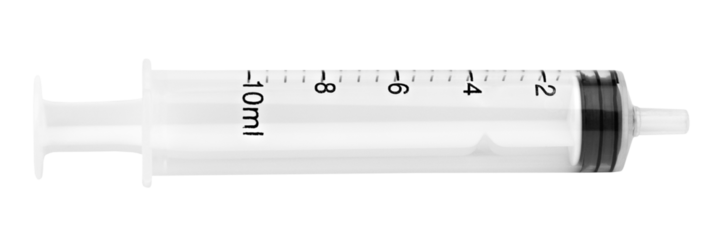 Medical syringe for injection isolated on white background