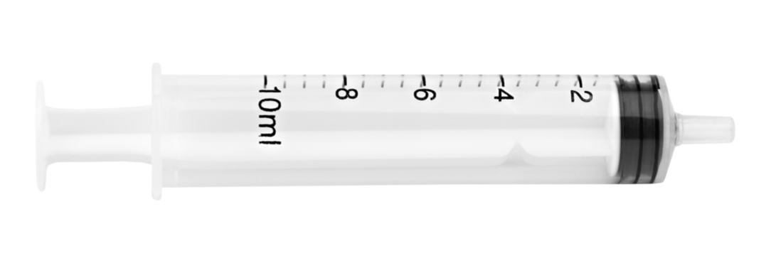 Medical syringe for injection isolated on white background