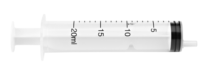 Medical syringe for injection isolated on white background