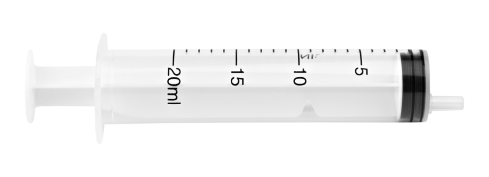 Medical syringe for injection isolated on white background