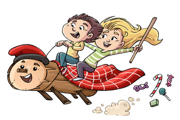 Caga ti&oacute;, a Catalan Christmas tradition, for children