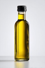 Fototapeta premium Elegant kitchen staple: glass oil bottle on a bright white background