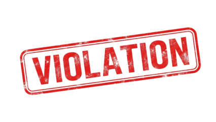 Red rubber stamp with the word violation imprinted isolated on transparent background