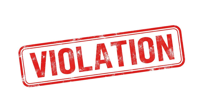 Red rubber stamp with the word violation imprinted isolated on transparent background