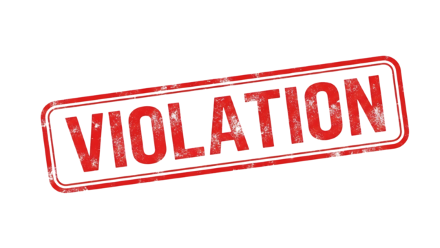 Red rubber stamp with the word violation imprinted isolated on transparent background