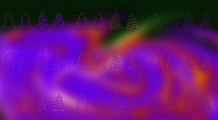 Abstract Purple Neon Christmas Background, Glowing Cyberpunk Winter Forest, Liquid Flowing Ink Waves Texture, Dark Mystical Holiday Art Wallpaper, Modern New Year Festive Design.