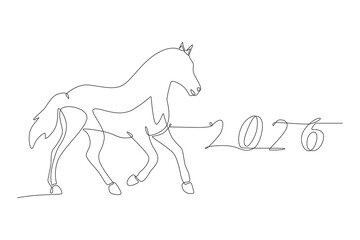 Year of the horse concept one-line drawing