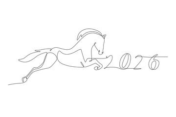 Year of the horse concept one-line drawing