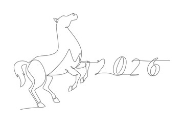 Year of the horse concept one-line drawing