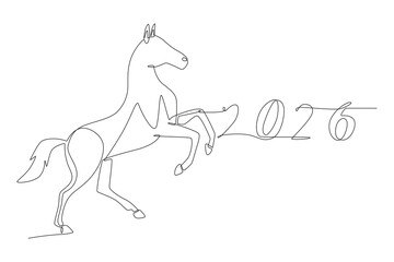 Year of the horse concept one-line drawing