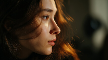 Cinematic Portrait of Young Woman in Warm Light