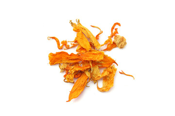dried yellow tea on a white background