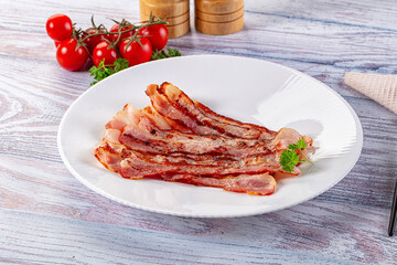 Fried pork bacon for breakfast