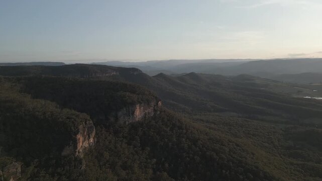 beautiful morning drone shot on the mountain