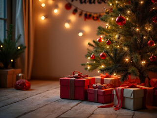 christmas tree and gifts
