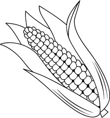 Black and white corn on the cob illustration icon