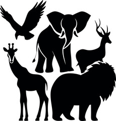 set of silhouettes of animals