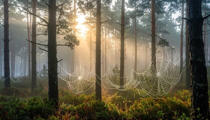 Forest web morning light.