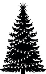 Obraz premium Merry Chrismas tree silhouette icon