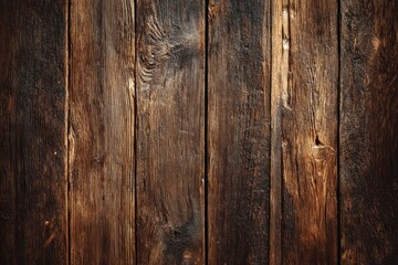 Obraz premium Dark vertical weathered wooden planks showing grain texture and knots.