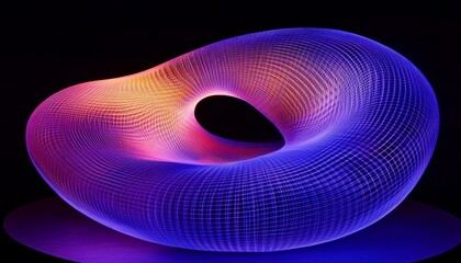 Abstract Luminous Toroidal Grid Waves Radiating Soft Purple Gradients in a Modern Neon Design
