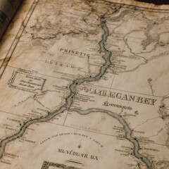 Obraz premium Brain-shaped antique map design