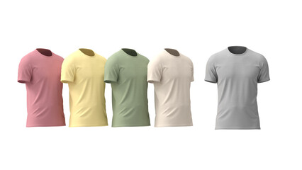 pack de t-shirt unis multicolores - rendu 3D sur fond transparent