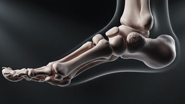 Medical animation of human foot tarsal bones and skeletal structure