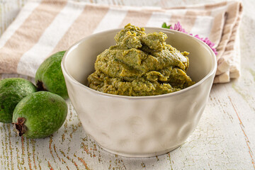 Sweet green feijoa fruit puree