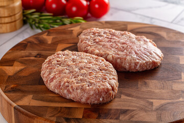 Raw minced meat cutlet for cooking