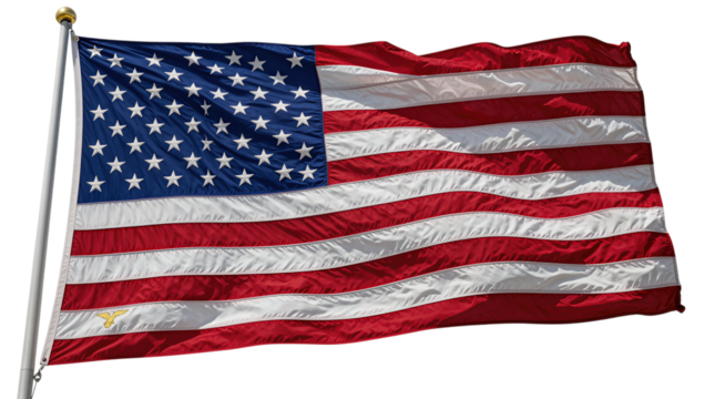 American Flag with Waving Red, White, and Blue Stripes - Powered by Adobe