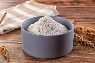 White flour powder in the bowl