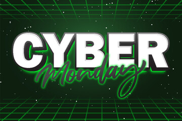 cyber monday green technology typography editable text effect font style template background design