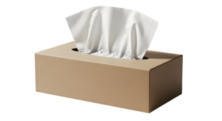 Tissue box with tissues isolated on transparent background