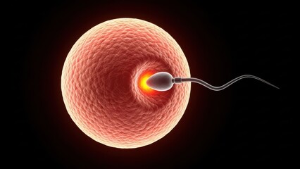 Sperm fertilizing human egg cell concept