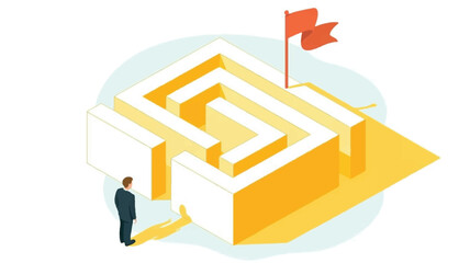 A clean and modern 3d isometric illustration depicting a successful business growth strategy and collaborative teamwork