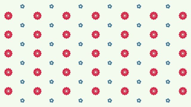 Red and blue flower background with repeating pattern