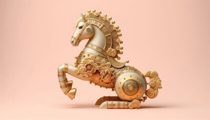 3D gold horse decoration brings a festive touch to the Chinese New Year, symbolizing fortune, prosperity, and harmony.