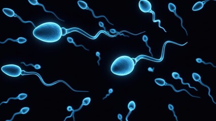Microscopic sperm cells actively swimming towards new life