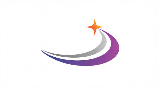 Minimalist corporate logo design featuring a single purple white and gray swooshing curved line