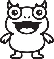 A cheerful, cartoonish monster character smiles with delight, its large eyes and small horns. perfectly crafted for illustrating a sense of fun.
