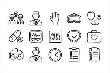 Medical Equipment Line Set for Diagnostics Graphics, Healthcare Apps, and Treatment Design