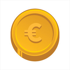 Golden euro coin icon illustration, currency money symbol savings Vector