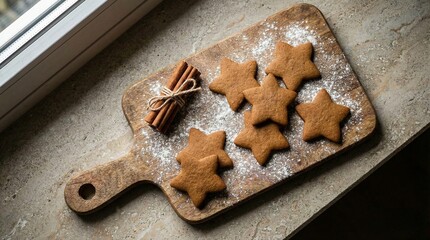 ```plaintext
Christmas Star Cookies with Cinnamon and Copy Space