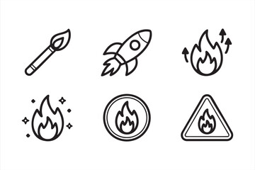 Flame and Rocket Outline Symbols for High-Impact Visuals and Performance Concepts