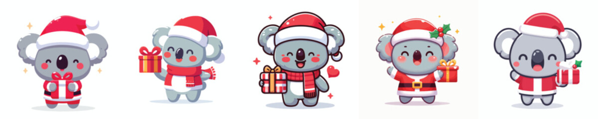 cute koala character vector in Christmas costume